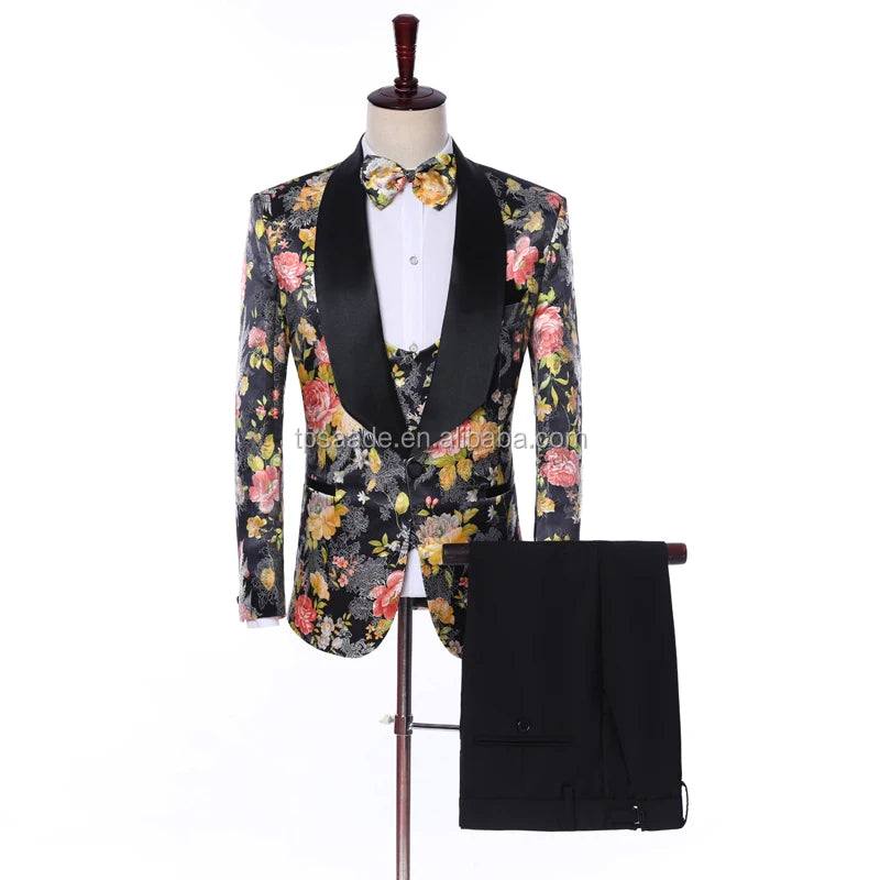 2024 New Arrival l Long Coat Designs Chinese Red Men Suit Gentle Men Tuxedo Prom Blazer Custom 3 Pieces (Jacket+vest+Pants)