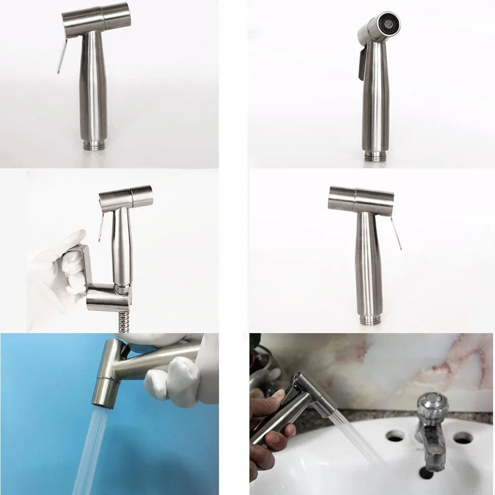 Handheld Bidet Sprayer for Toilet Stainless Steel Adjustable Pressure Bidet Faucet Diaper Sprayer Set with Hose Attachment