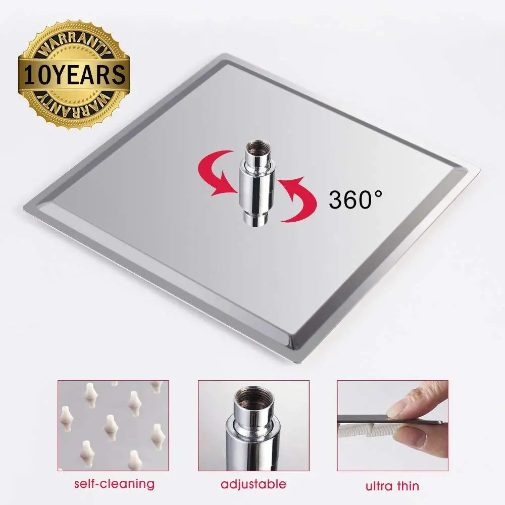 Rainfall Shower Head 12/10/8 Inch Waterfall Shower Ultra Thin 201 Stainless Steel Square Rain Showerheads Bathroom Accessories