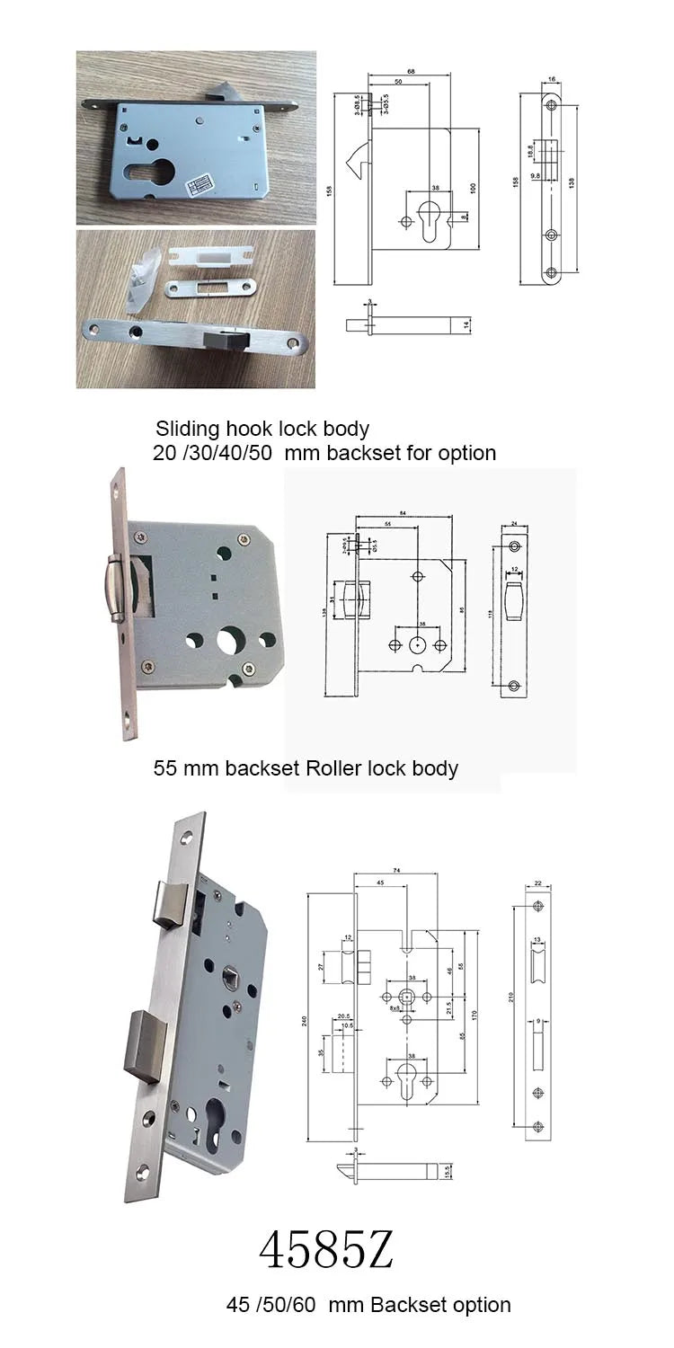 5058 Series Mechanical Anti-theft Silent Door Lock Body 304 Stainless Indoor Lock Body for Wooden Door Mortise Lock