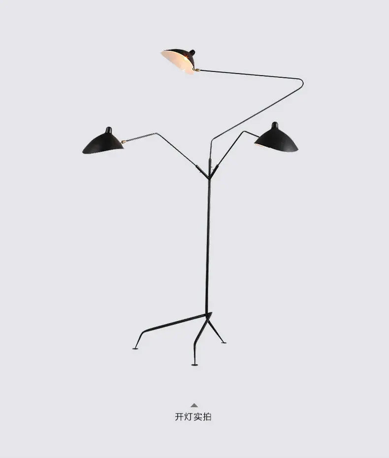 Modern 1/3 Heads LED Floor Lamp for Living Room Bedroom Study Office Lustre Black Standing Light with Flexible Adjustable Head