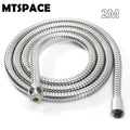 MTSPACE High Quality 1m/1.5m/ 2m G1/2 Inch Flexible Shower Hose Stainless Steel Chrome Bathroom Water Head Shower Head Pipe Tool