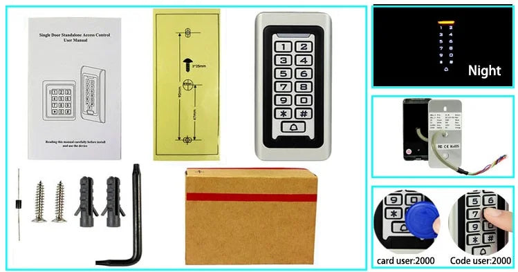 Metal Access Control System Keypad Proximity Entry Door Lock Entry System for Home Office