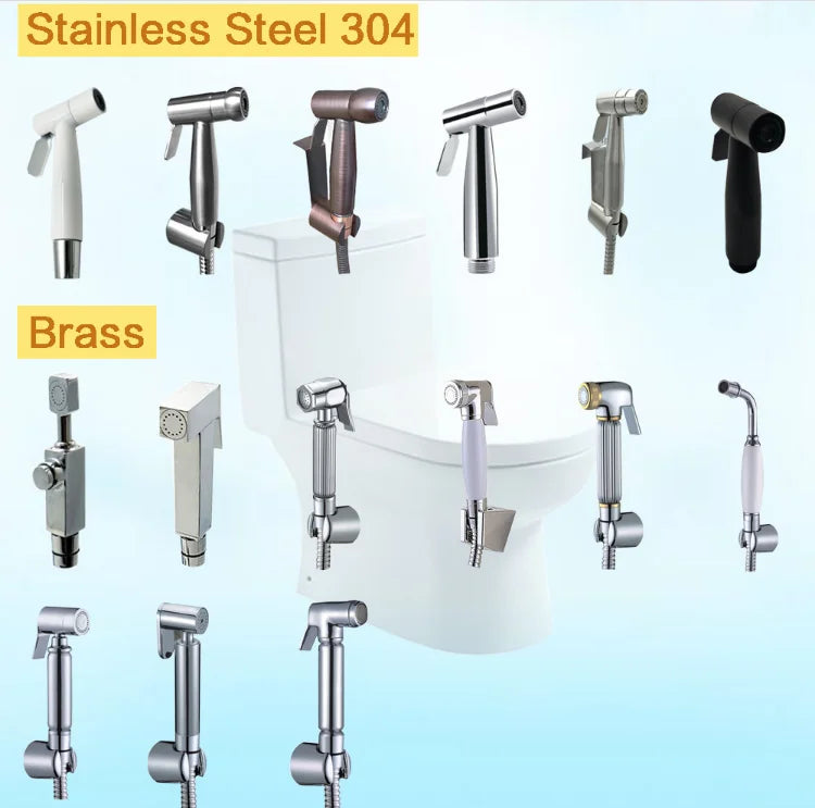 Handheld Bidet Sprayer for Toilet Stainless Steel Adjustable Pressure Bidet Faucet Diaper Sprayer Set with Hose Attachment