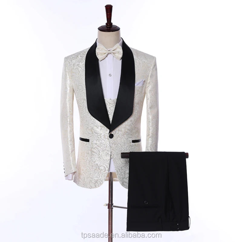 2024 New Arrival l Long Coat Designs Chinese Red Men Suit Gentle Men Tuxedo Prom Blazer Custom 3 Pieces (Jacket+vest+Pants)