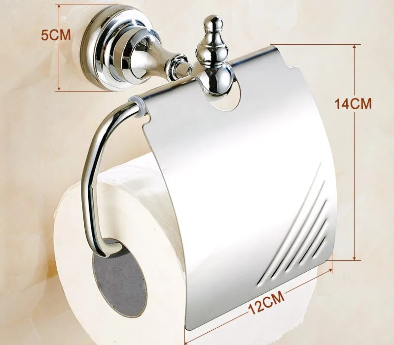 Bathroom Hardware Set Chrome Polished Bath Rack Paper Holder Toothbrush Holder Towel Bar Coat Hook Bathroom Accessories