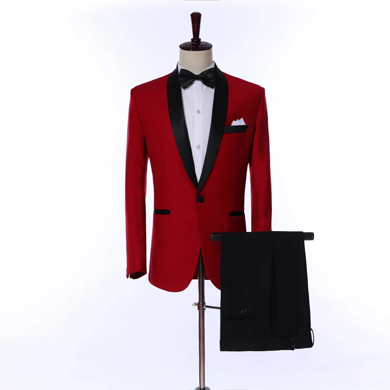 2024 New Arrival l Long Coat Designs Chinese Red Men Suit Gentle Men Tuxedo Prom Blazer Custom 3 Pieces (Jacket+vest+Pants)