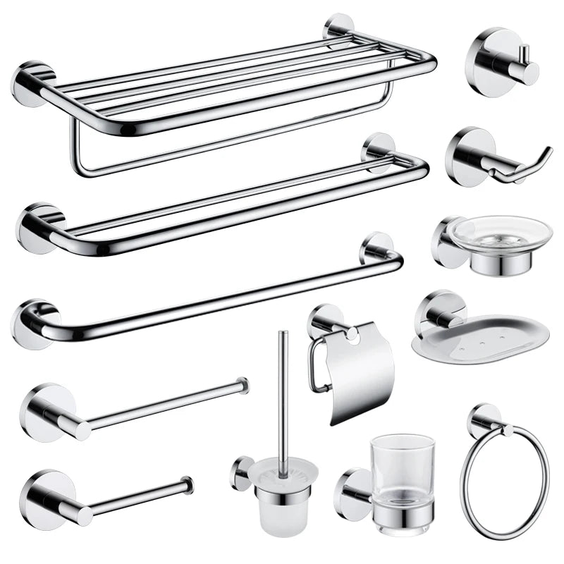 Bathroom Accessories Towel Rack Shelf Paper Holder Stainless Steel Toilet Brush Holder Hand Towel Ring Robe Hook Hanger Chrome