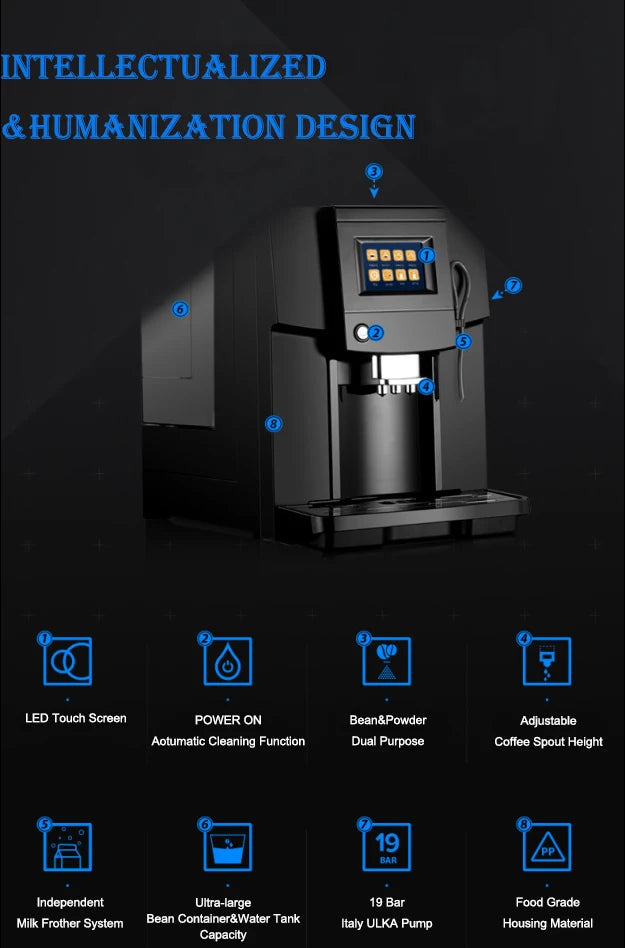 3.5' Touch Screen Italy Designed Full Automatic Coffee Machine