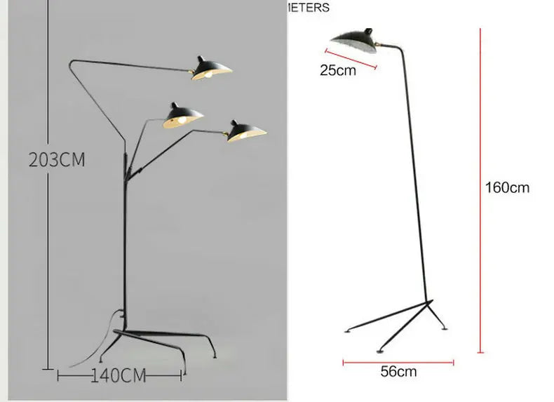 Modern 1/3 Heads LED Floor Lamp for Living Room Bedroom Study Office Lustre Black Standing Light with Flexible Adjustable Head