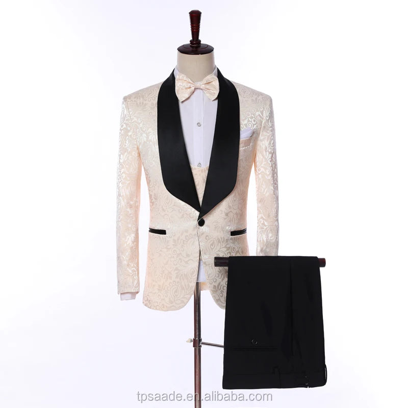 2024 New Arrival l Long Coat Designs Chinese Red Men Suit Gentle Men Tuxedo Prom Blazer Custom 3 Pieces (Jacket+vest+Pants)