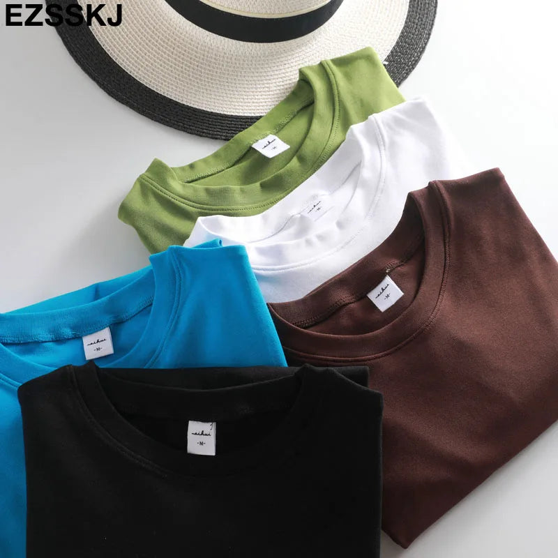 casual 95% Cotton Basic T Shirt Women Summer O-neck Short Sleeve sexy T shirt Plus Size 3XL solid Color slim Tee top Female