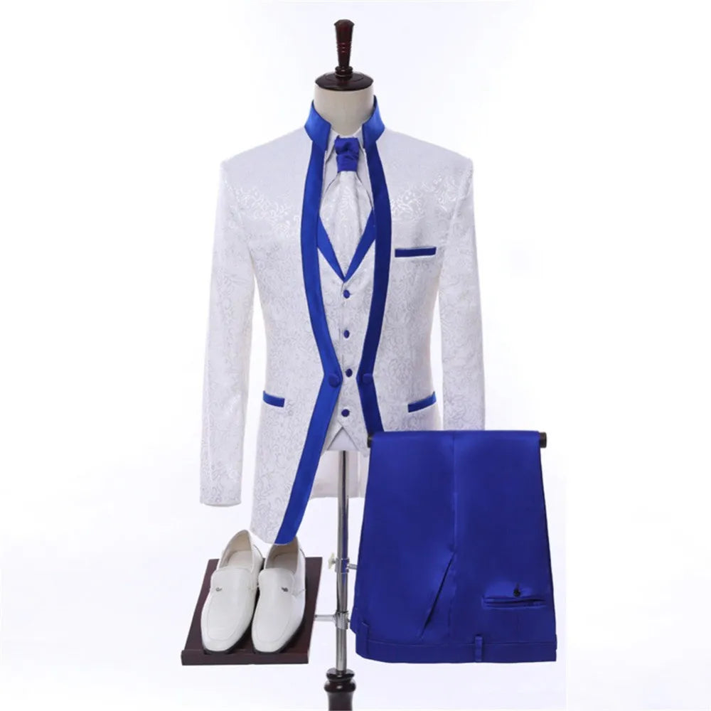 2024 New Arrival l Long Coat Designs Chinese Red Men Suit Gentle Men Tuxedo Prom Blazer Custom 3 Pieces (Jacket+vest+Pants)