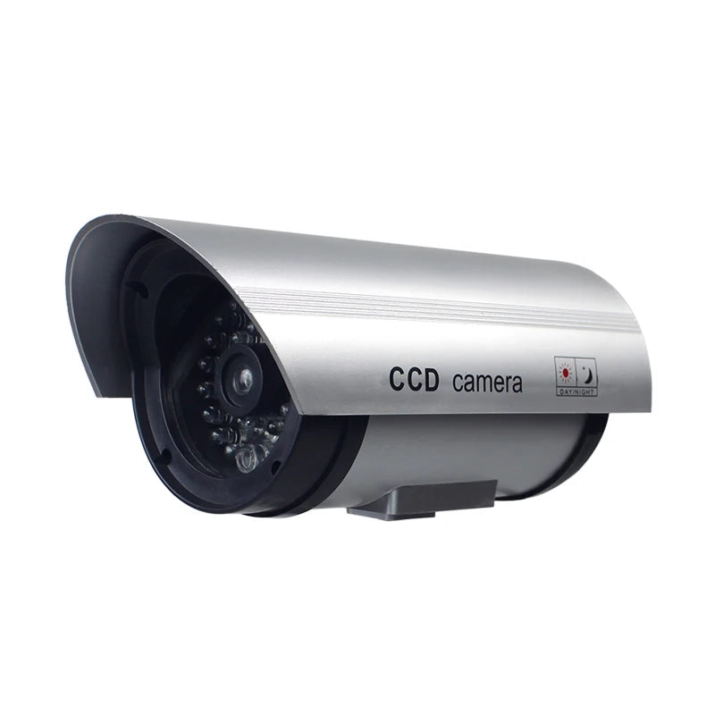 Dummy Security Camera Waterproof Silver Metal Fake Camera Two AA Battery LED IR Led Dome CCTV Camera Surveillance Camera