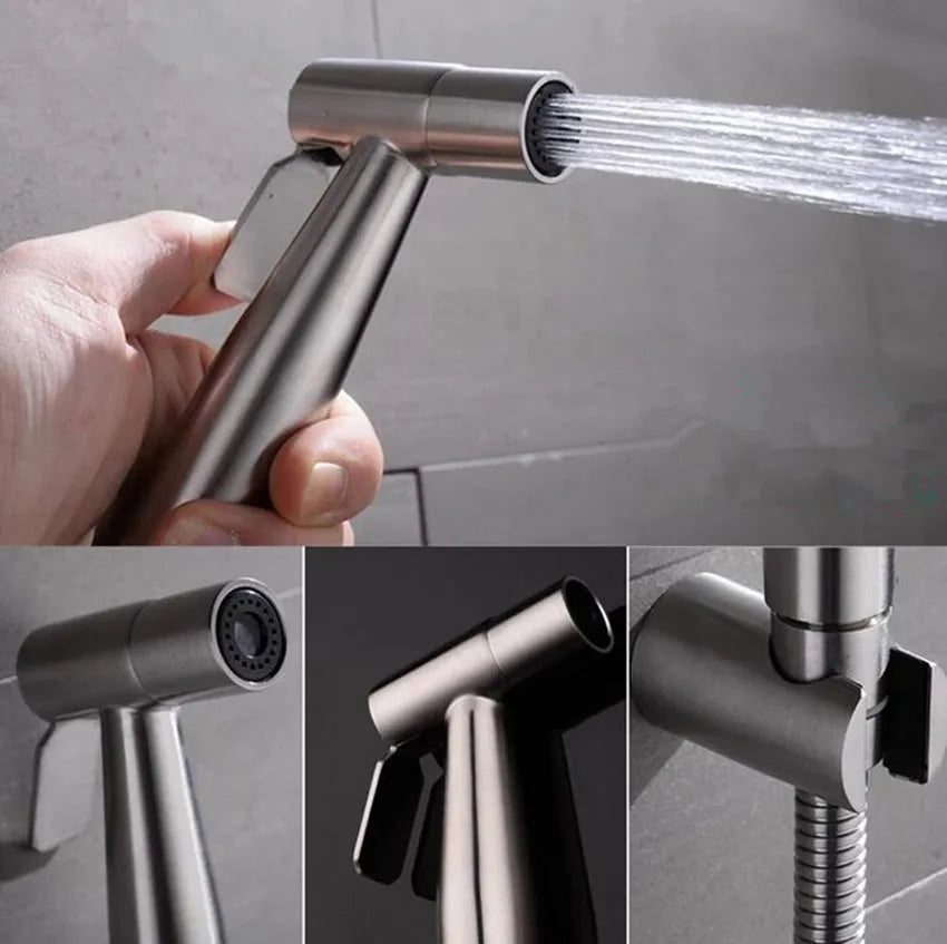 Handheld Bidet Sprayer for Toilet Stainless Steel Adjustable Pressure Bidet Faucet Diaper Sprayer Set with Hose Attachment