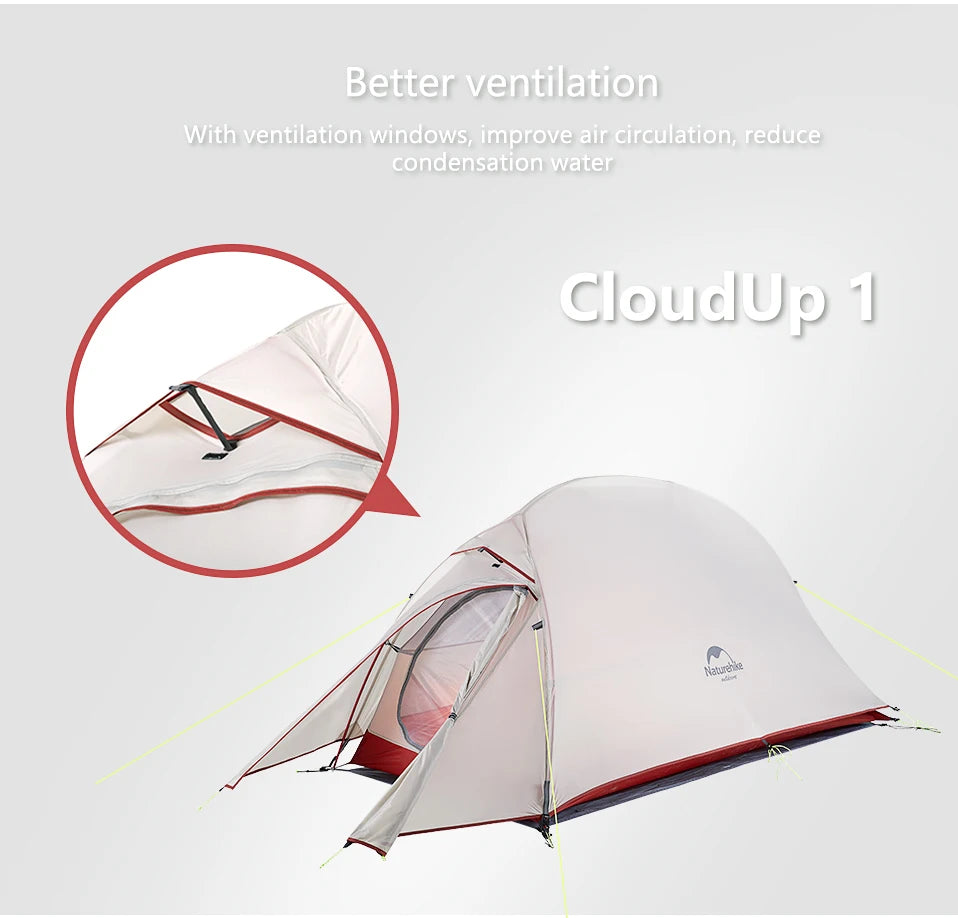 Naturehike Cloud Up 1 Upgraded Tent Ultralight Camping Tent Waterproof Outdoor Hiking Travel Tent Backpacking Cycling Tent
