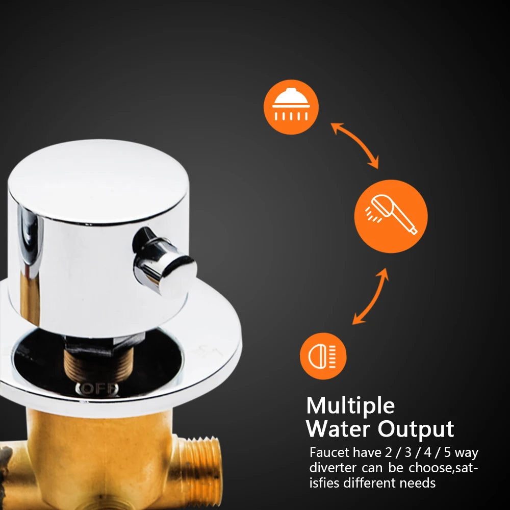 Split Type Thermostatic Shower Cabin Faucet Tap Shower Bath Brass Mixer Diverter 2/3/4/5 Output  Screw Thread Or Intubation