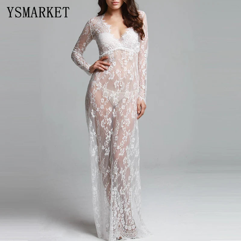 Maternity Photography Prop Maxi Gown Pregnant Women Cloth Pajamas Lace Nightgown Dress Fancy Baby Shower Dress Plus Size 3xl 4xl