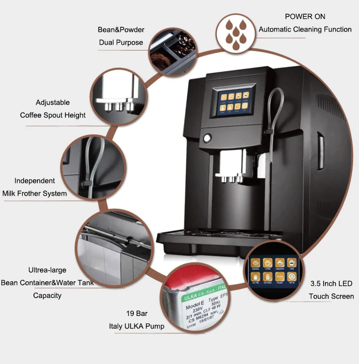3.5' Touch Screen Italy Designed Full Automatic Coffee Machine