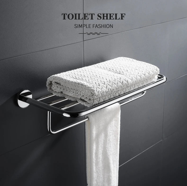 Bathroom Accessories Towel Rack Shelf Paper Holder Stainless Steel Toilet Brush Holder Hand Towel Ring Robe Hook Hanger Chrome