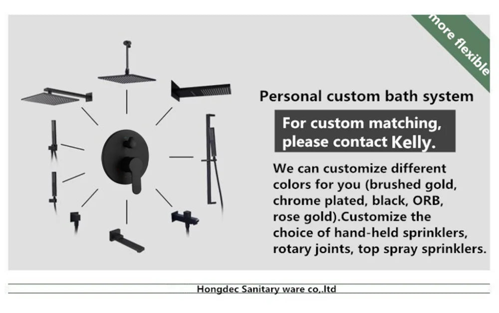 3 Functions Shower Head System Full Body Rain Shower System Black Shower Faucet Set