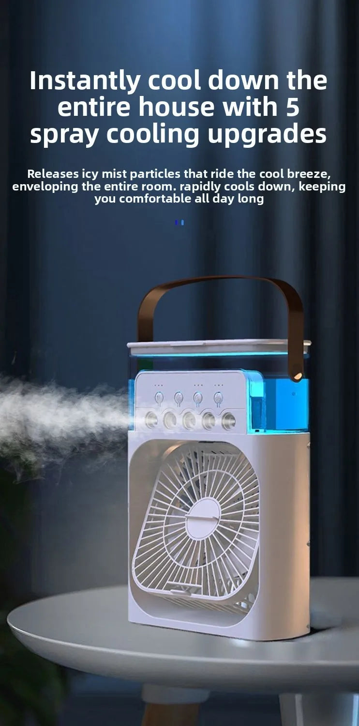 Five Hole Smart Spray Fan Humidifier Water Cooled Fan Desk Office Student Use Silent Hydrating Humidification Cooling Air Fan