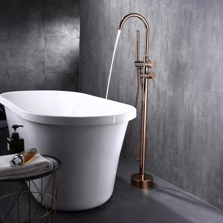 Brass Stainless Steel Dual Freestanding Bath Shower Mixer Floor Stand Mounted Tub Filler Bathtub Faucet Slide Bar Hotel Use