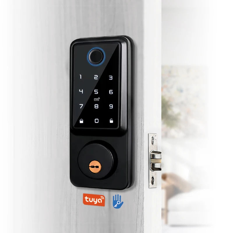 Hot Sale Tuya TTlock Digital Fingerprint Wooden Door Lock Smart Electric with Cloud Data Storage Wi-Fi Network for Steel Door