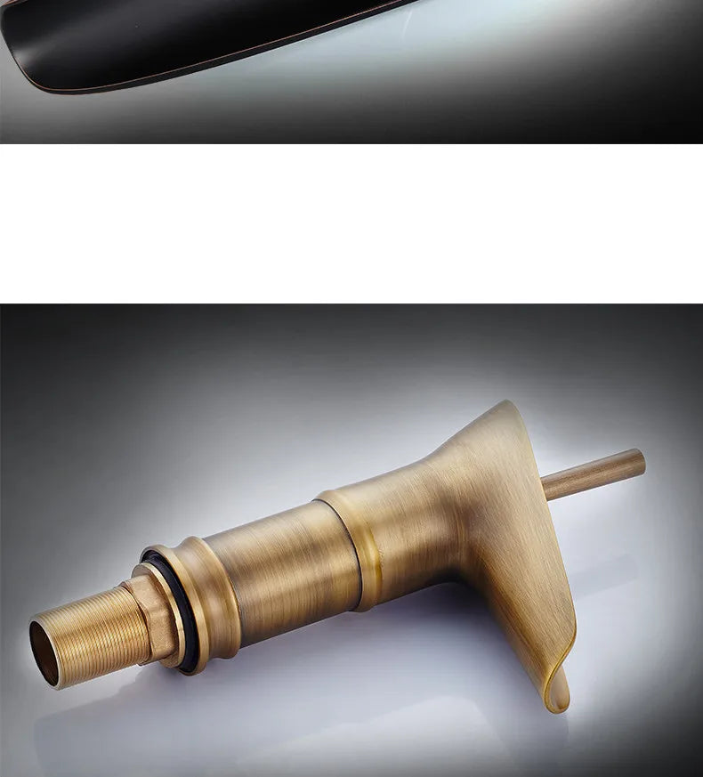 Bathroom Faucet Single Lever Waterfall Basin Faucet Brass Antique Hot and Cold bathroom Sink Mixer Wine Glass Style Taps