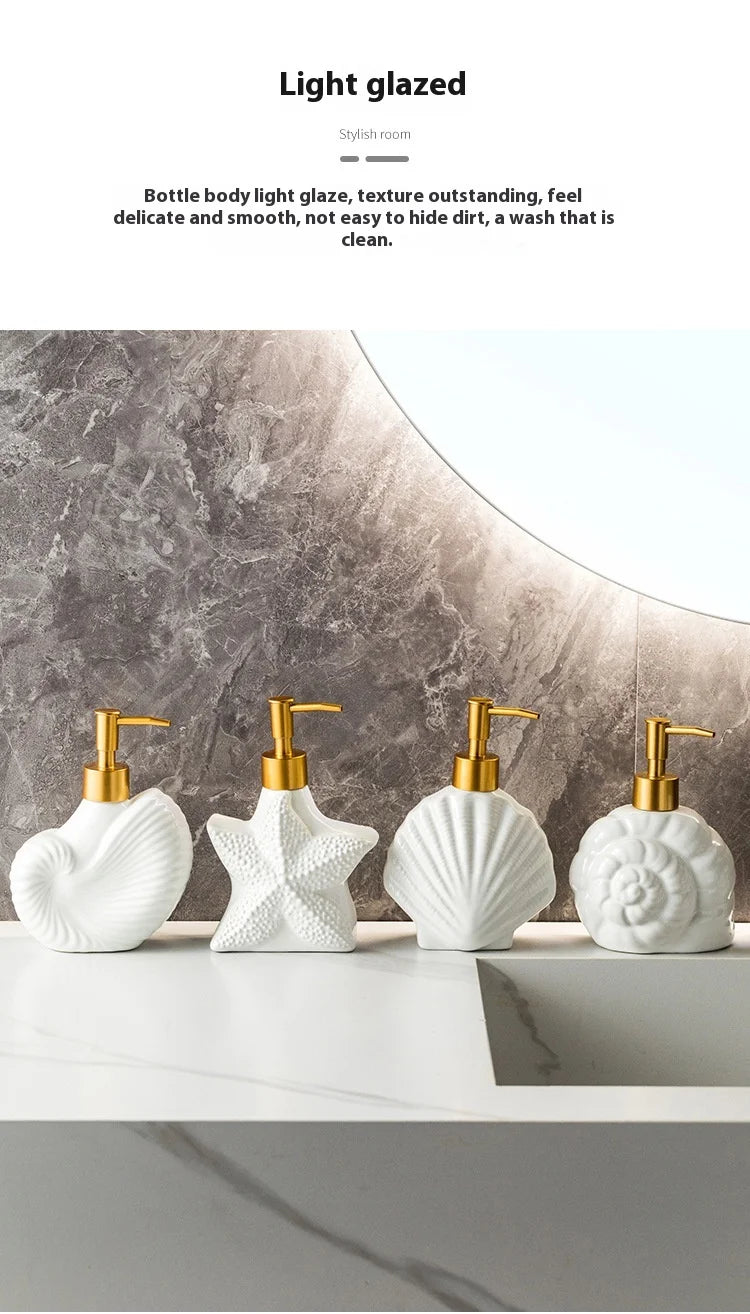Minimalist Nordic Style Ceramic Dispensing Bottle for Hand Soap Shower Gel or Shampoo Hotel Bathroom Set Supplies