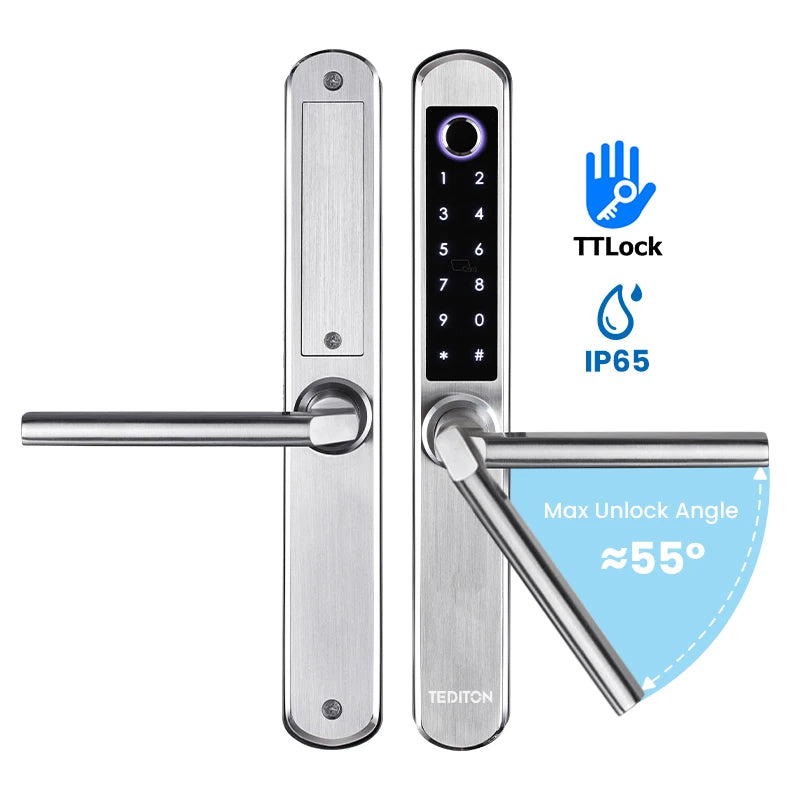 Tediton TTlock Outdoor Sliding Push and Pull Smart Lock Hotel Security Door Lock Smart Locks for Exterior Doors