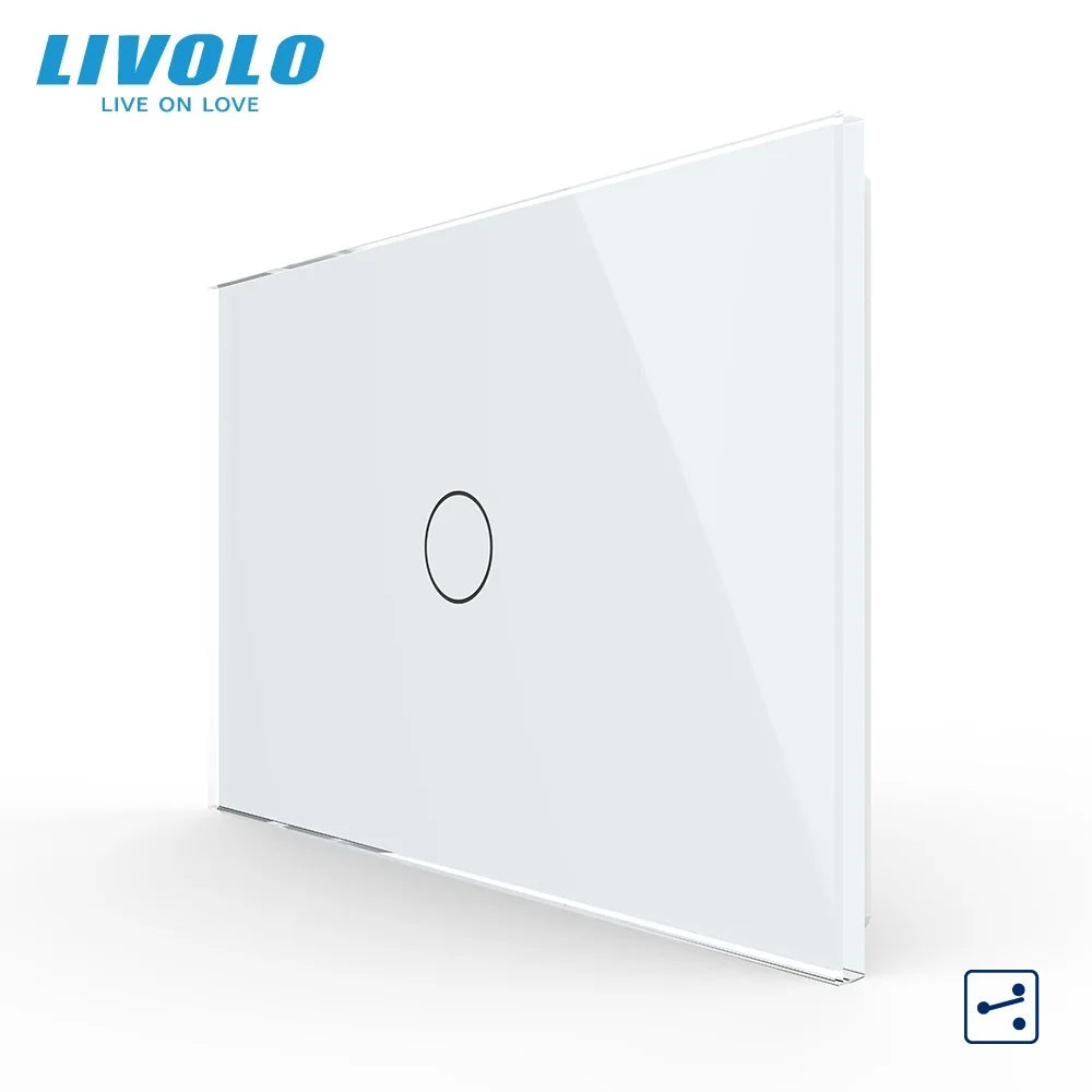 New Livolo US/AU Fashion Electrical Touch Screen Switches 1 Gang 2 Way Wall Light Switch Tempered Crystal Glass Panel,110V-240V