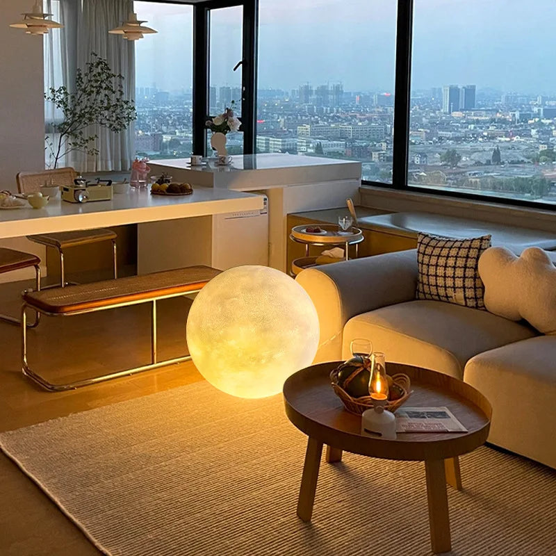 Minimalist Led Floor Lamp Home Decor Living Room Courtyard 3D Moon Lamp Corner Stand Moon Light