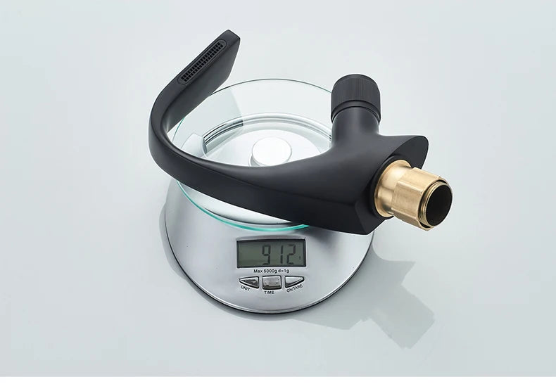 Black Faucet Bathroom Sink Faucets Hot Cold Water Mixer Crane Deck  Mounted Single Hole Bath Tap Chrome Finished ELM457