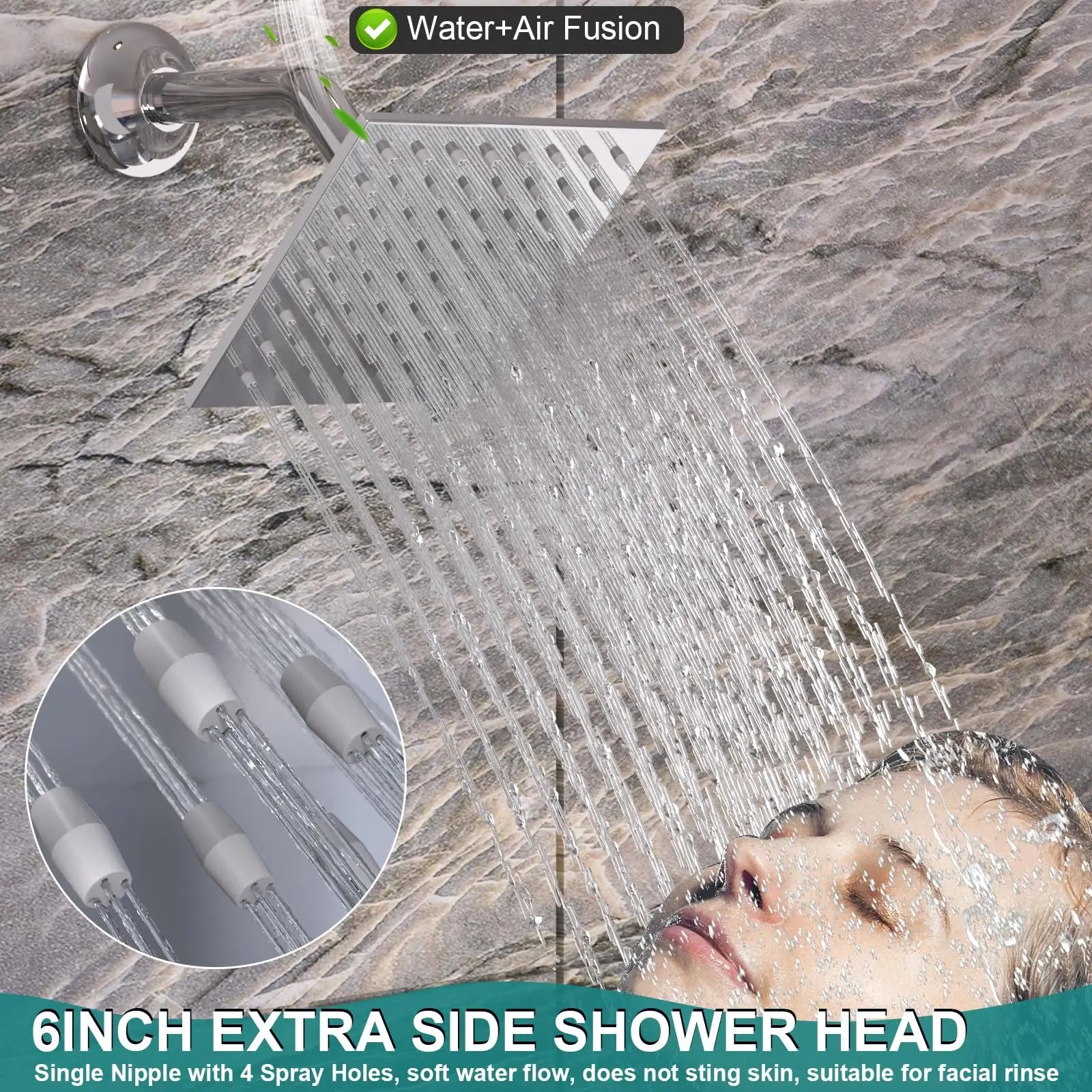 Shower System with Rain Shower and Handheld, 6 Pcs Body Jets with  Rainfall and 6 Pcs Shower Heads
