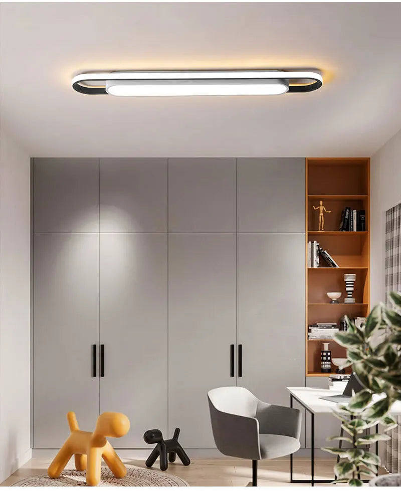 Living room, bedroom, study, human body sensing rectangular LED ceiling light, minimalist modern light, long strip, creative bal
