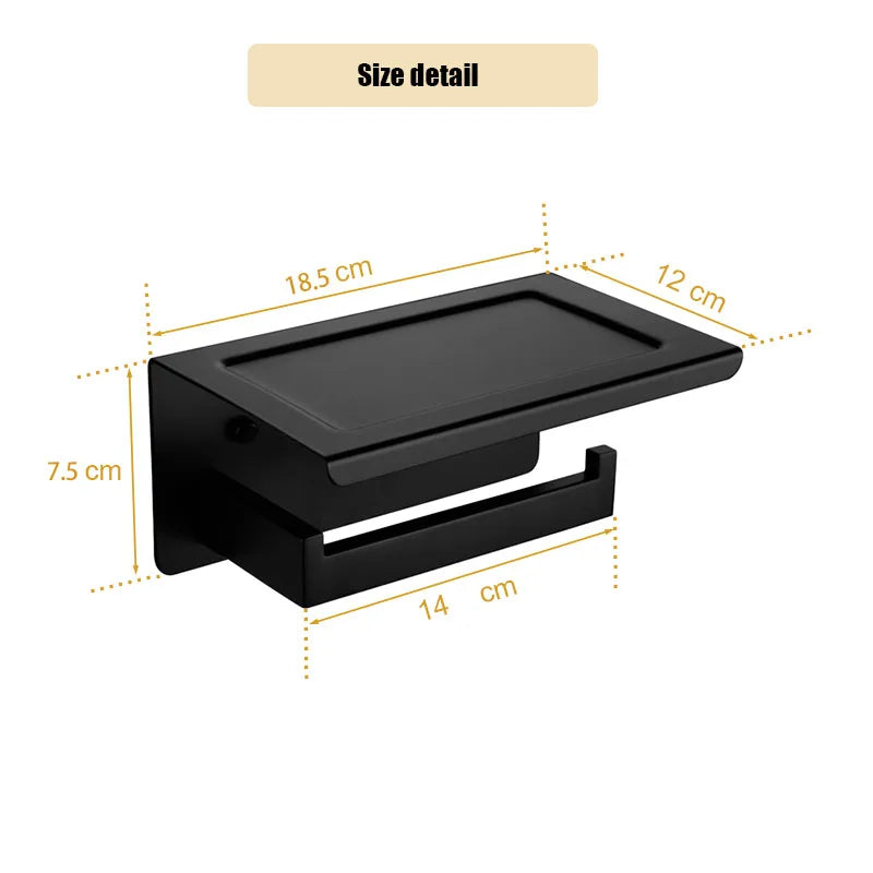 Matt Black Bathroom Hardware Set Kit Accessories Wall Shelf Towel Bar Rack Rail Robe Hanger Toilet Brush Roll Paper Holder Dish