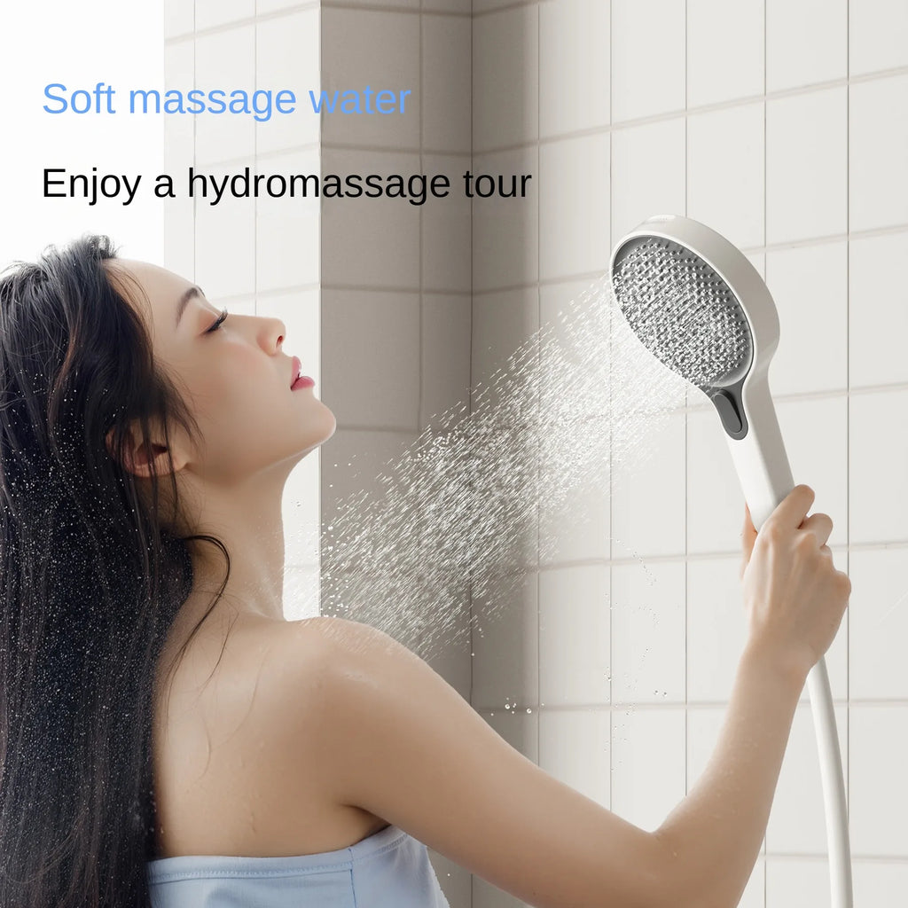 Luxury Four-Function Digital Display Shower Faucet Polished Round Style for Apartment and Hotel Massage and Jet Spray Pattern