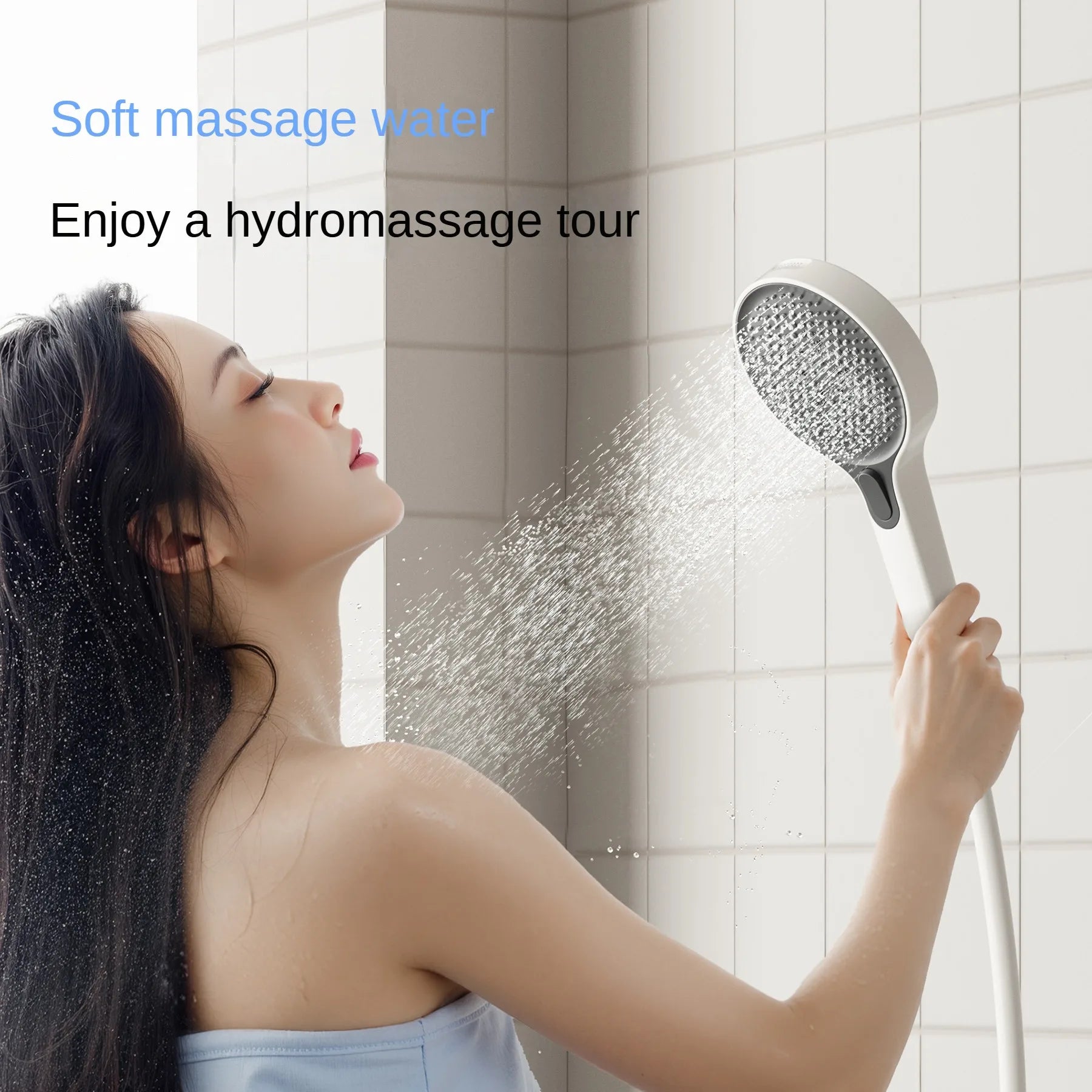 Luxury Four-Function Digital Display Shower Faucet Polished Round Style for Apartment and Hotel Massage and Jet Spray Pattern