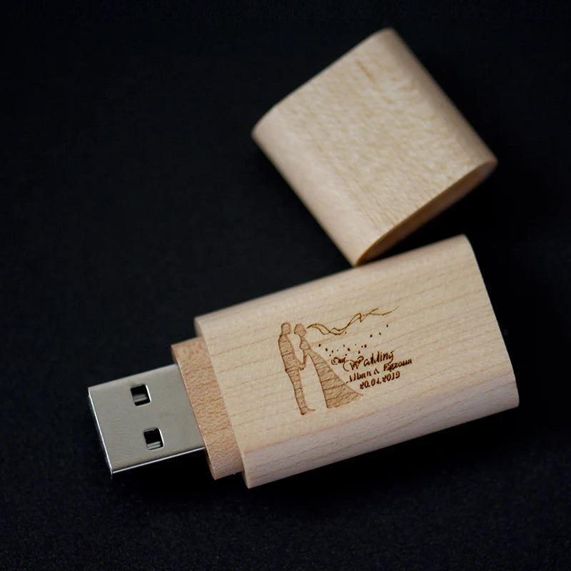Eco-friendly  Wooden USB Flash Drivs 2.0 Pen Drive 4GB 8GB 16G 32GB 64GB Cle Usb Memory Stick U Dick Free Laser logo