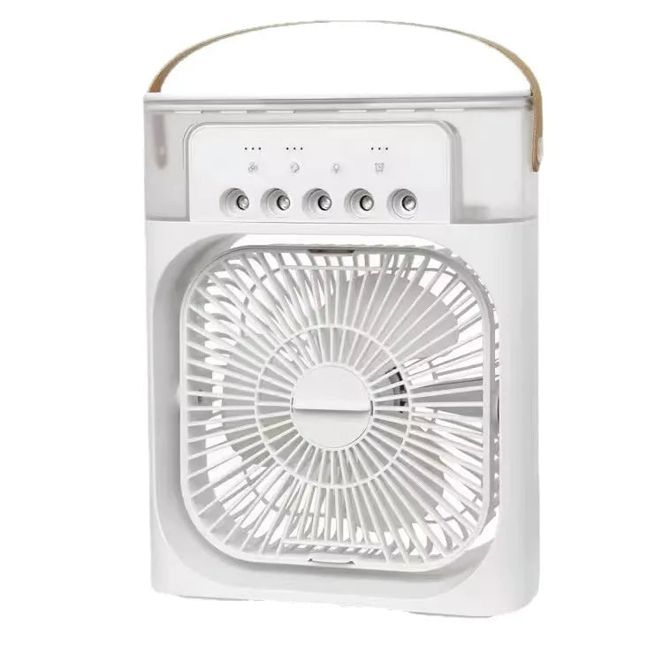 5 Holes Mist Humidifier Fan 3-Speed Adjustable 180 Wide-Angle Swing Timer LED Light Portable USB Rechargeable 1L Waterproof