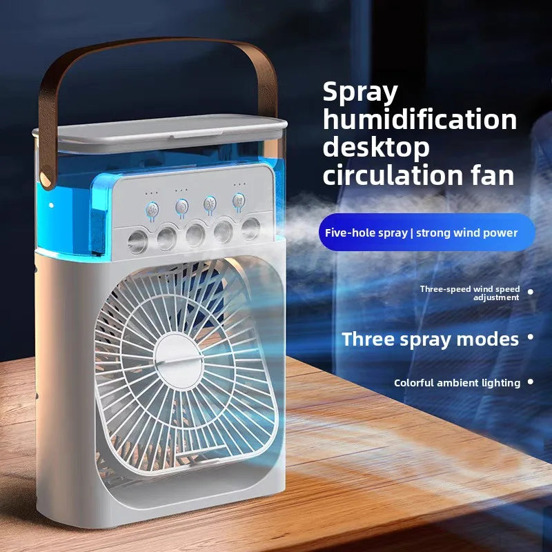 Five Hole Smart Spray Fan Humidifier Water Cooled Fan Desk Office Student Use Silent Hydrating Humidification Cooling Air Fan