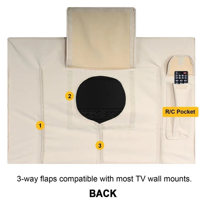 Outdoor Tv Protective Cover Weatherproof With Bottom Cover, Suitable For 30-32 Inch Tv, With Remote Control Pocket
