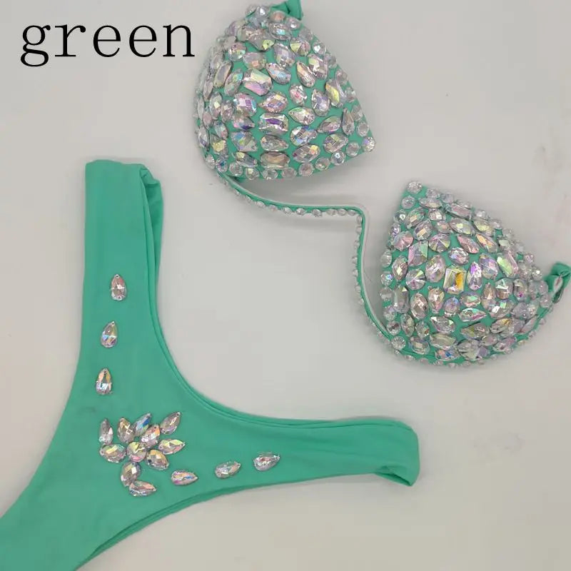 2020 10colors diamond bikini crystal bikini swimwear plus  sizes bikini rhinestone bikini swimsuit sexy  beachwear biquini