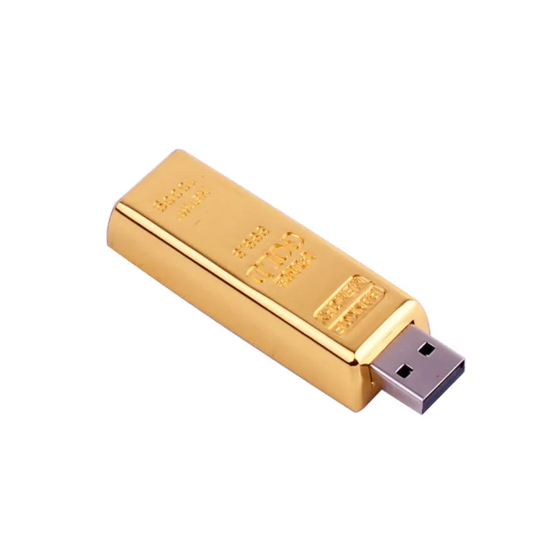 Original Chip Capacity Gold Bar Shaped Pen USB Flash Drive Golden Cle Usb Memory Stick Gold 64gb 32gb Pen Drive