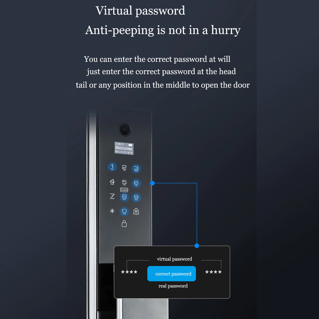 Taichen Fully Automatic Face  Smart Door Lock Camera Fingerprint Password Card Key Unlock  WiFi Door Lock