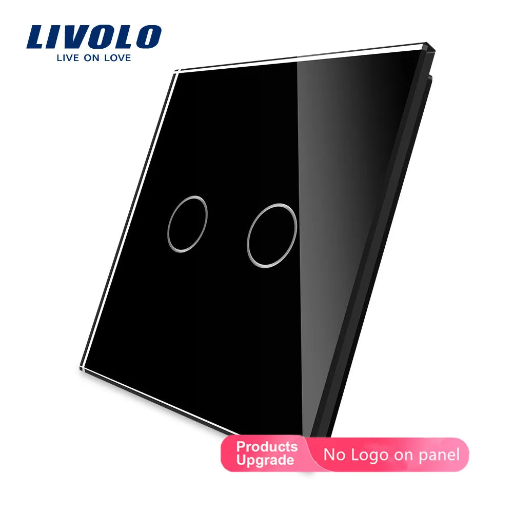 Livolo Luxury White Pearl Crystal Glass, EU standard, Single Glass Panel For 2 Gang  Wall Touch Switch,VL-C7-C2-11 (7 Colors)