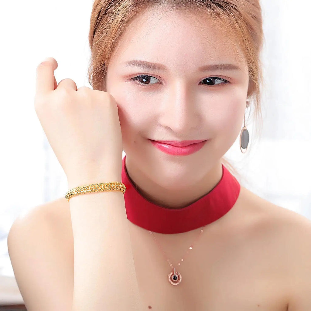 Fashion Valentine's Day Creative Gift Copper Gold Plated Lady Gold Bracelet  for Women Men Jewelry