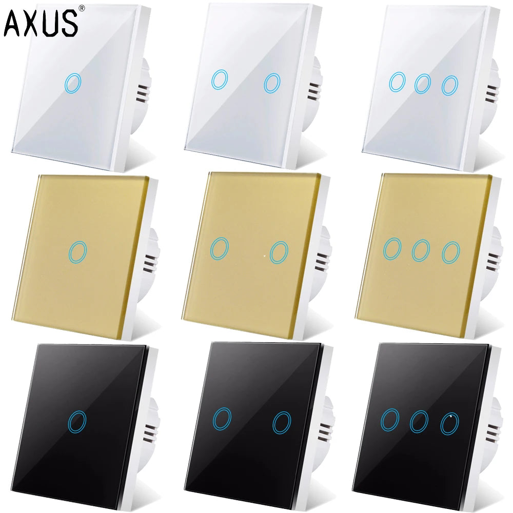 EU AC100-240V Tempered White Crystal Glass Touch Switch Panel Wall Light Switches Sensor Button 1/2/3Gang Lamp Interruttore