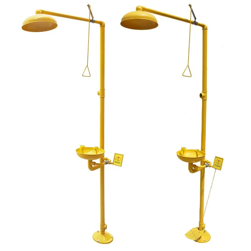 304 Stainless Steel Emergency Eyewash Shower with Yellow ABS Coating Safety Product for Eye Wash